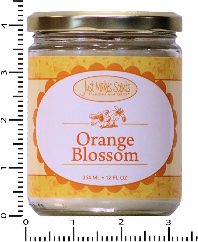 Orange Blossom Scented Blended Soy Candle | Strong Spring Floral Fragrance | Hand Poured in The USA by Just Makes Scents (12 oz)