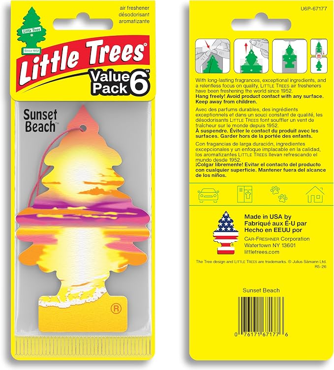 LITTLE TREES Car Air Freshener | Hanging Tree Provides Long Lasting Scent for Auto and Home | 24 Air Fresheners |Sunset Beach