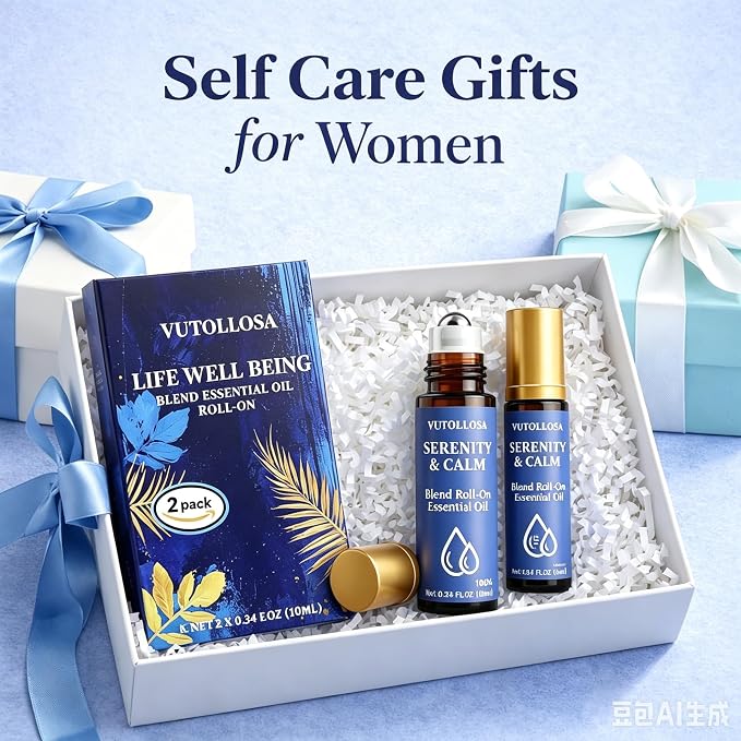 2-Pack Serenity & Calm Essential Oil Roll On | Pure Natural Essential Oil Blend | Self Care, Relaxation & Travel Gifts for Women, Teachers & Colleagues | VUTOLLOSA