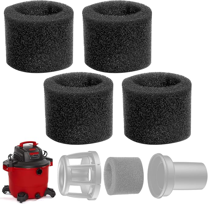 Muffler Diffuser Foam Replacement Part - Compatible with CRAFTSMAN CMXZVBE38660 Muffler Diffuser Wet/Dry Vac Attachment for Shop Vacuums - 4 Pack