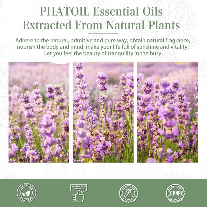 Lavender Essential Oil 1.01fl.oz/30ml, PHATOIL Lavender Oils Long Lasting Scents for Aromatherapy, Diffuser, DIY Soap and Candle Making