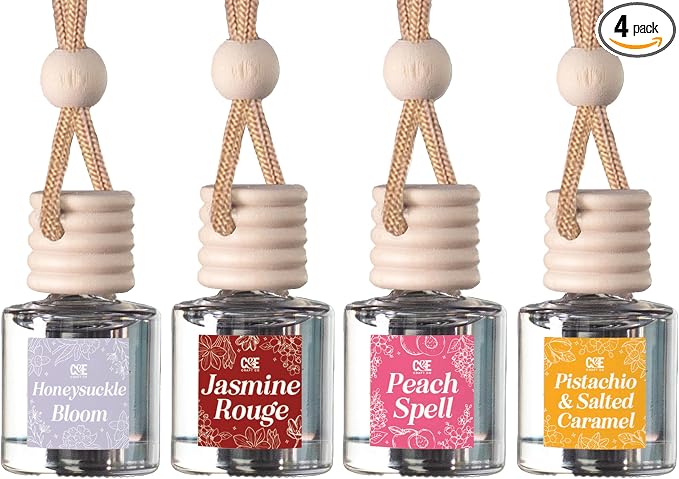 CE Craft Hanging Car Air Freshener – Fragrance Oil Diffuser with Essential Oils – Long-Lasting Aromatherapy Scents for Automobiles – 4 Pack, Designer