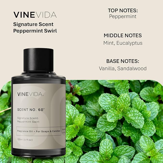 VINEVIDA Peppermint Swirl Candle Making Fragrance - 4oz - Christmas Scent Made in USA