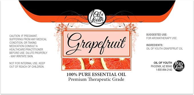 Oil of Youth Grapefruit Essential Oil 16oz - Pure Therapeutic Grade Essential Oil for Aromatherapy, Diffuser, Grapefruit Scent, Mood & Stress Support