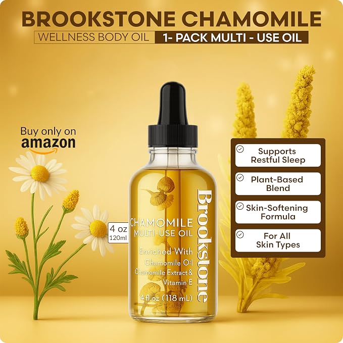 Brookstone Chamomile Multi-Use Essential Oil - Soothing Skin Oil for Sensitive Skin & Relaxation