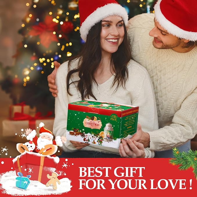 18 Pack Scented Candle Sets | Merry Christmas Aromatherapy Traverl Jar Candles | Soy Wax Candle Sets with 10% Essential Oils for Home and Travel |Gift Sets for Christmas Women