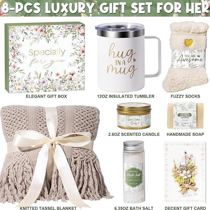 Self Care Gifts for Women Get Well Soon Gifts, Birthday Gifts for Women Care Package, Sympathy Gift Baskets Spa Gifts, Christmas Thinking of You Inspirational Gifts for Mom Her Sister Grandma Friends