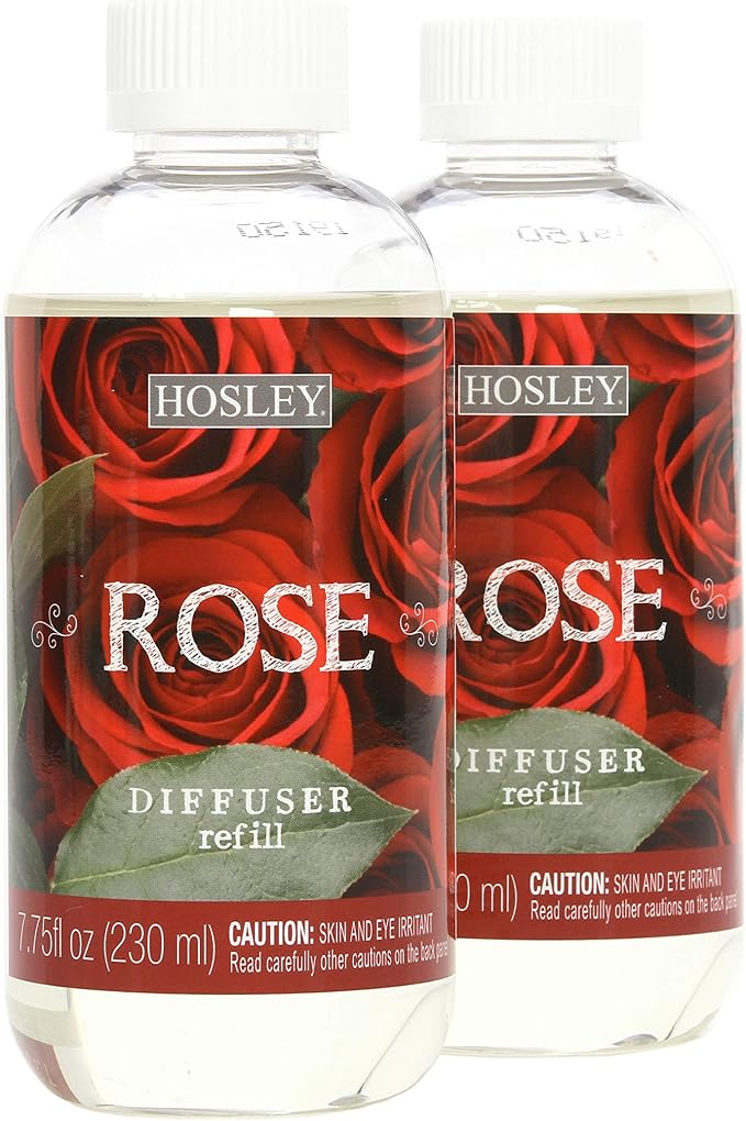 Hosley Set of 2 Premium Rose Diffuser Refills Oil 230 Milliliters Each Ideal Gift for Weddings Spa Reiki Meditation Settings