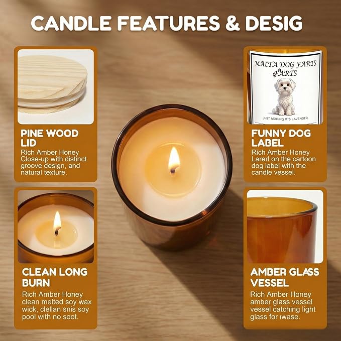 Malta Dog Gifts for Women | Birthday Gifts for Mom | Light When Dog Farts Candle | Cedar By Natural Soy Wax | Pet Safe Friendly Memorial Candles for Home Scented Household Essentials