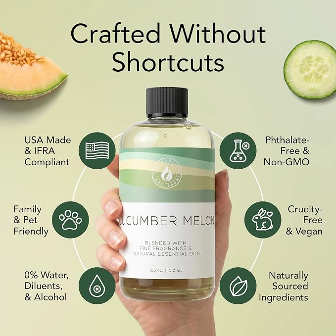 Aroma Country Cucumber Melon Diffuser Oil - Luxury Hotel Cucumber Melon Fragrance Oil for Diffuser Refill, Fresh Fruit Home Aroma Diffusers - Premium Aromatherapy Oils & Home Scent (24 Fl Oz)