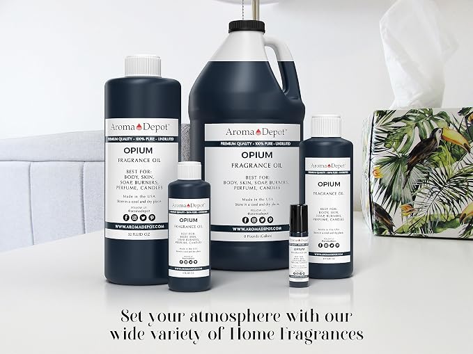 Aroma Depot Opium 4 oz. Fragrance Oil I Perfume I Skin Oil I Scented. DIY Projects Such as Candles, Bath Bombs, Body Butters, Creams & Lotions. Few Drops in The Diffuser, Burners, or Warmers.