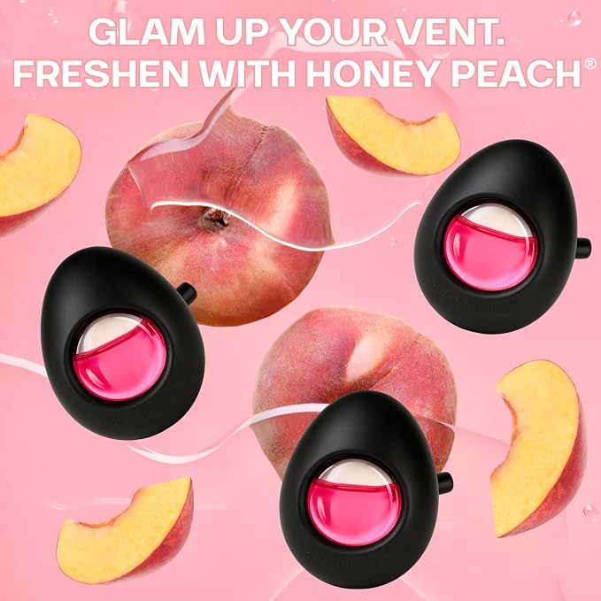 Air Jungles Car Air Freshener Vent Clip 3 Count (Pack of 2), Honey Peach Scent, 4 ml Each, Long-Lasting Car Odor Eliminator, Easy Clip-On Design, Up to 180 Days Freshness for Cars, Trucks, and SUVs