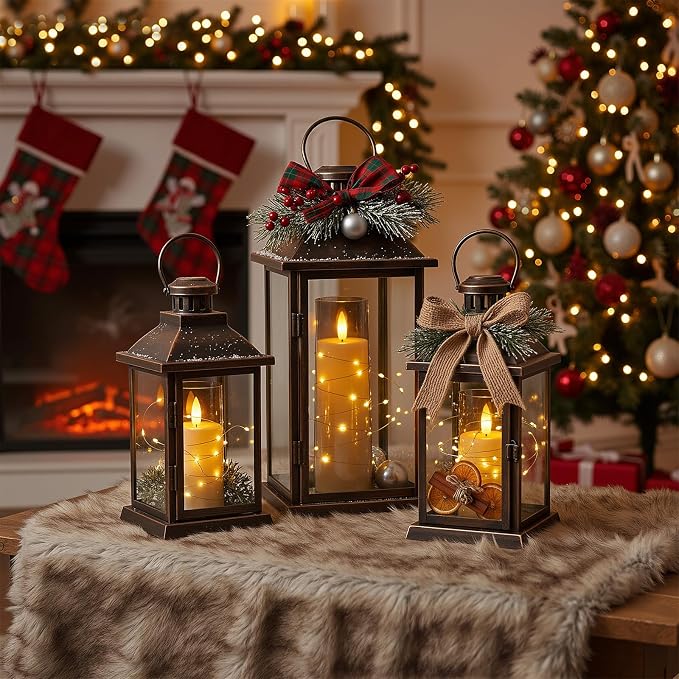 Raycare Flameless Candle with Remote Timer, 3 Flickering Acrylic Battery Operated LED Pillar Candles with Embedded Star String for Christmas, Home Decor, and as a Gift(Grey)