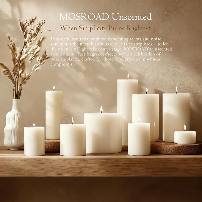 2.8x8 Inch 100 Hours Ivory Pillar Candles, 6 Pack, Long Burning Unscented Tall Pillar Candles, Large Candle for Holiday Decor, Home Decor, Emergency and Events,Dripless & Smokeless