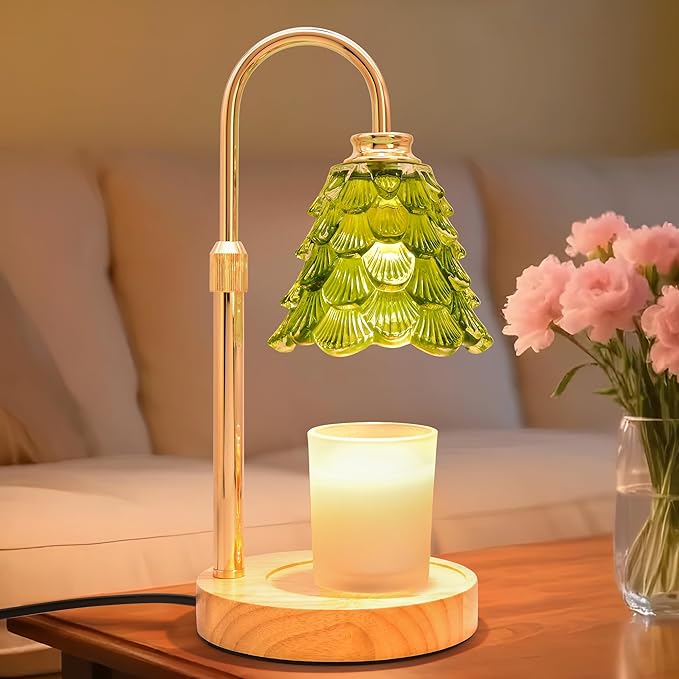 XJZJY Candle Warmer Lamp with Timer Dimmer, Adjustable Height Green Candle Wax Warmer, Christmas Birthday Gift for Mom Women, House Warming Gifts for New Home Bedroom Decor,Flower Green