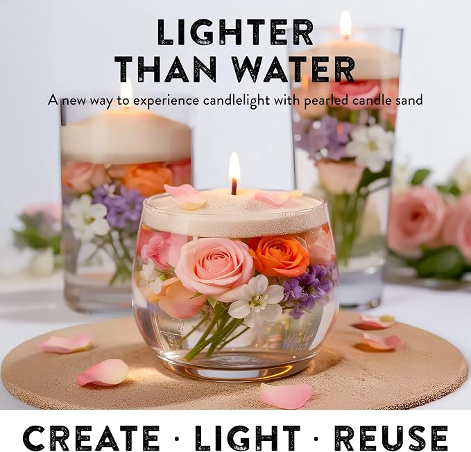 Pearled Candle Sand 10.5 oz (300g) – Scent-Free Candle, White Color, Relaxing Aromatherapy, Home Decor, Stress Relief, Long-Lasting Burn