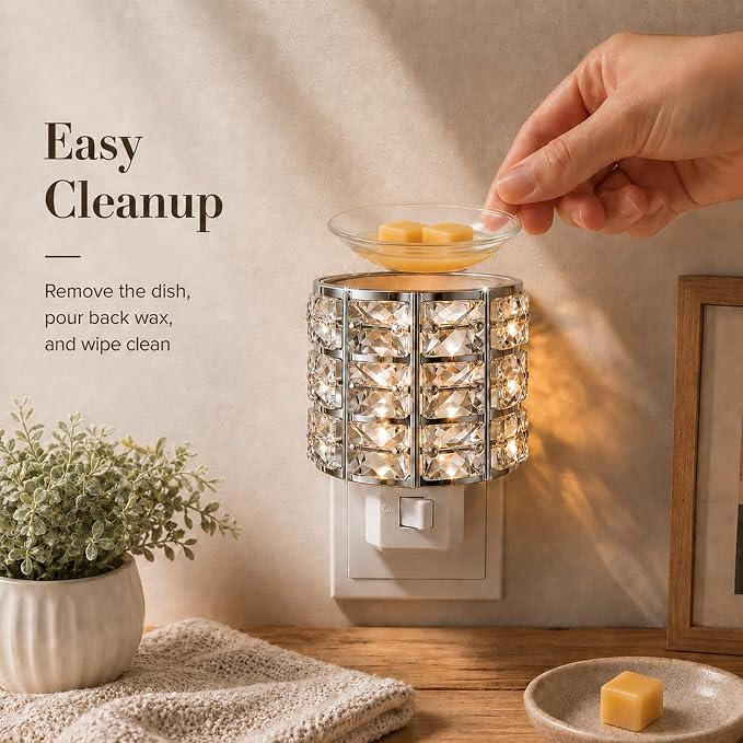 MeplLivs Warmers Pluggable Fragrance Warmer- Decorative Plug-in for Warming Scented Candle (Silver)