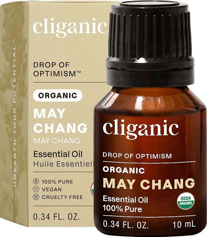 Cliganic May Chang Essential Oil, 100% Pure Natural for Aromatherapy | Non-GMO Verified