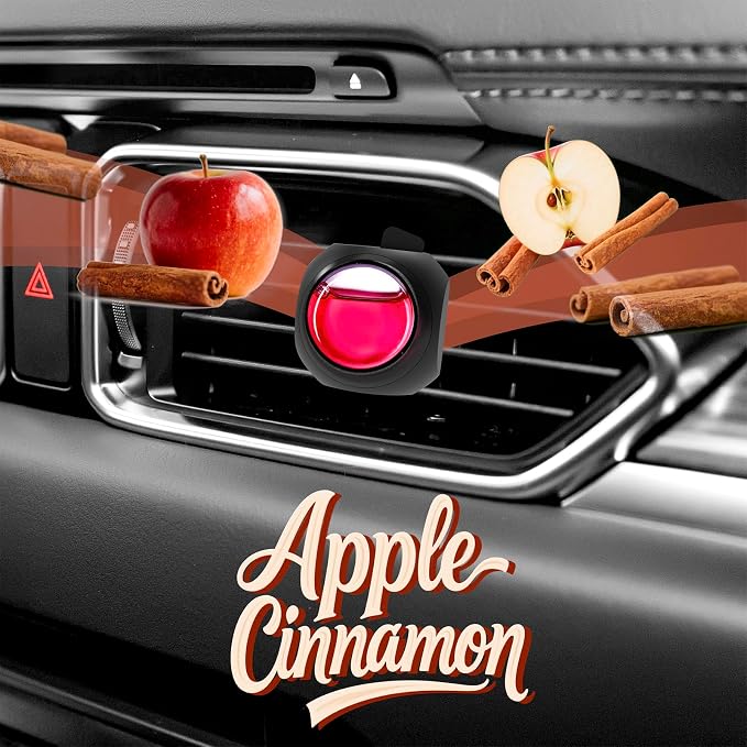 Car Air Freshener Vent Clips, 8 Pack, Provides Long-Lasting Scent, Up to 240 Days, Odor Eliminator (Apple Cinnamon)