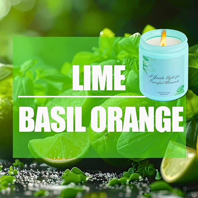 Lime Basil Orange Soy Candle 7oz – Relaxing Aromatherapy | Citrus herbal blend · Clean burn · Long-lasting scent · Uplifting mood · Stress relief · Fresh home feel · Gift ready