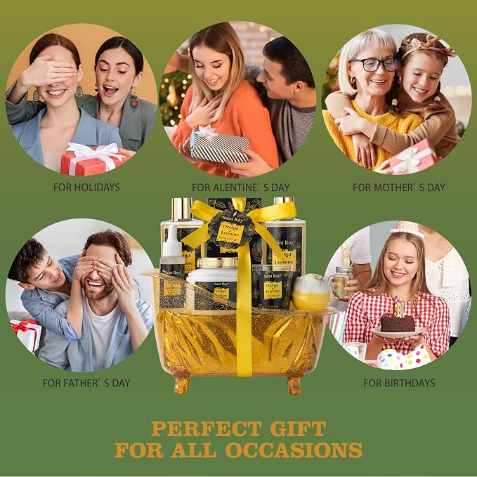 Spa Gift Basket for Women & Men Home Spa Bath Gift Basket, Spa gift set Christmas Gifts, Spa Kit Self-care Gifts, Spa Collection Gift, Orchid Jasmine Bath and Body Gift Pampering Spa Gifts father Day