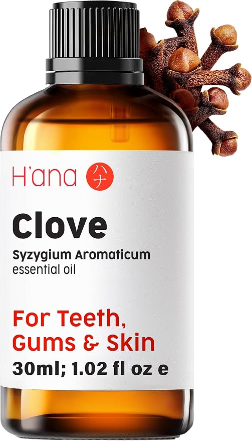 H'ana Clove Oil - 1.02 Fl Oz Clove Essential Oil for Hair, Skin, Diffuser, Aromatherapy & DIY