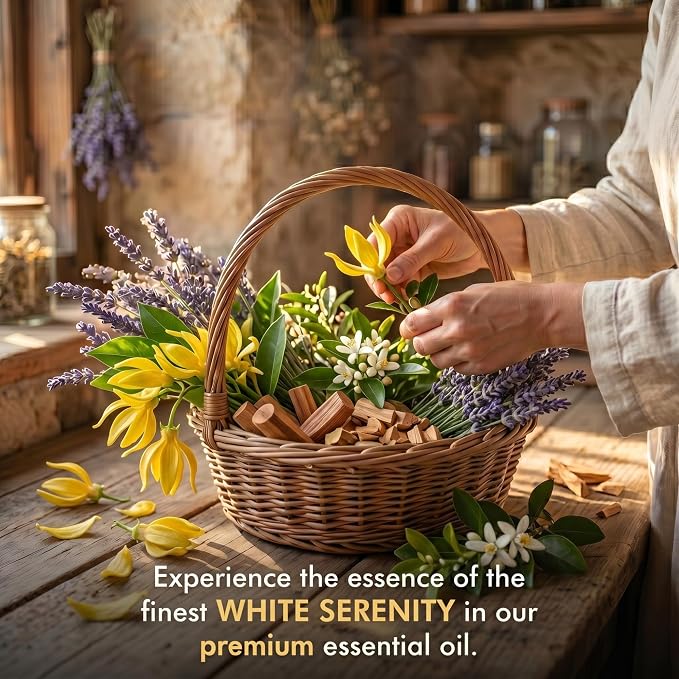 White Serenity Scent DE LUmiQUE Calming Essential Oil Blend, 100% Natural Aromatherapy Grade, 10ml / 0.34 Fl Oz