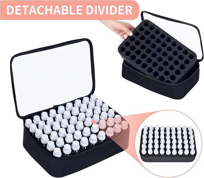 Essential Oils Carrying Case Holds 54 Bottles with Detachable Pad,Black
