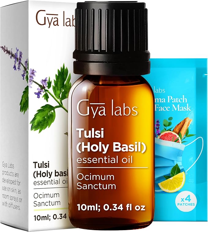 Holy Basil Essential Oil for Diffuser & Lavender Oil Essential Oil for Diffuser Set - Aromatherapy Grade Essential Oils Set - 2x0.34 fl oz - Gya Labs