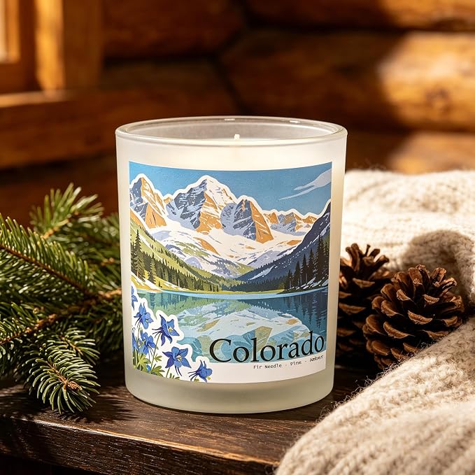 Colorado Summit Scented Candle, Fir Needle & Pine & Amber, Colorado Gifts, Colorado Souvenirs, Rustic Colorado Decor, 100% Soy Wax, 7OZ