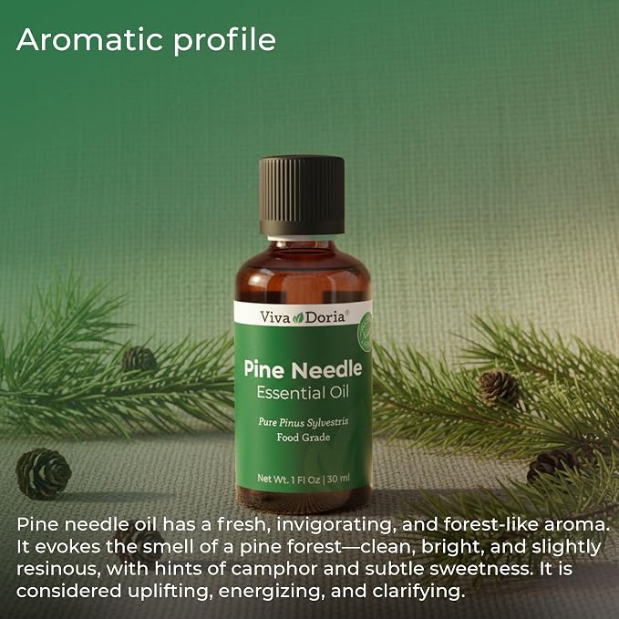 Viva Doria Pine Needle Essential Oil, 100% Pure, Natural, Pine Essential Oil, Undiluted, for Aromatherapy | Food Grade, 30 mL (1 Fluid Ounce)