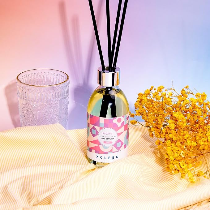 Xcleen Escape Reed Diffuser Set, 6.7 Oz Scent Diffuser with Sticks, Home Fragrance Reed Diffuser for Bathroom Office Decor, Air Freshener