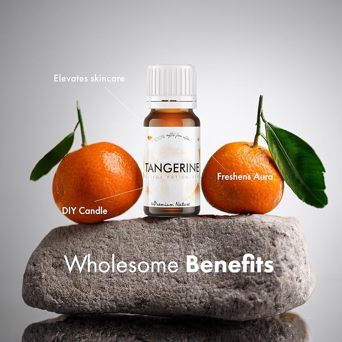 Tangerine Essential Oil for Skin, Aromatherapy & Candle Making | Zesty Sweet & Fresh Scent | 100% Natural - Perfect for Diffuser & Massage Fragrances