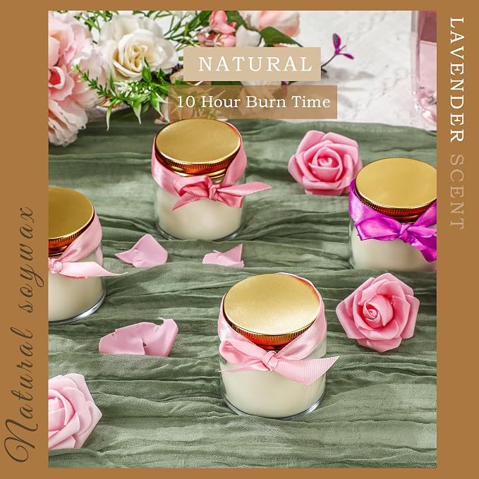 Lounsweer 24 Pcs 4oz Mini Mason Jar Candles Bulk Small Lavender Scented Candles for Wedding Christmas Halloween Birthday Thank You Gifts for Coworker Staff(Gold)