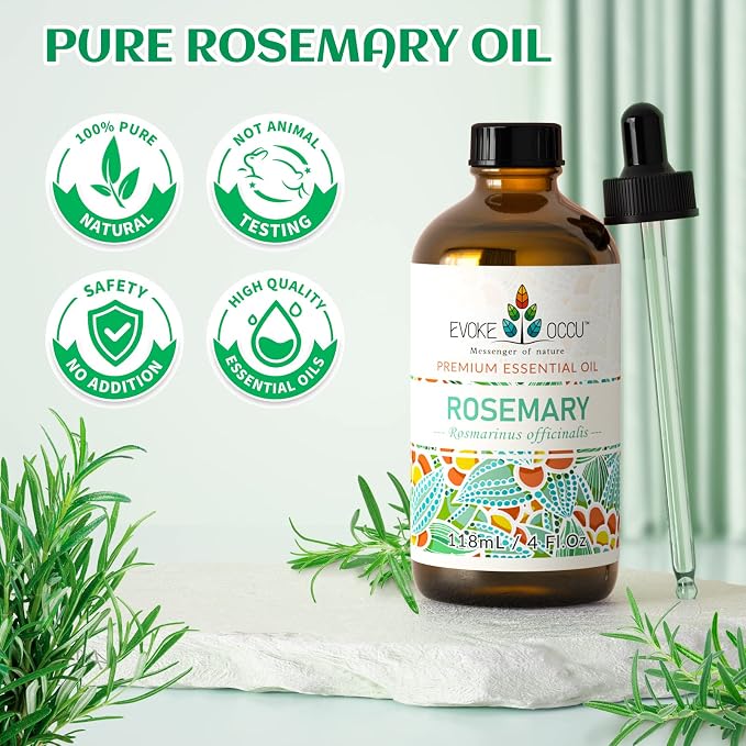 Rosemary Essential Oil 4 Oz, Pure Jasmine Oil for Hair Skin Home Diffuser- 4 FL Oz