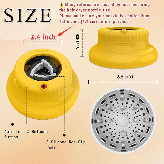 Universal Curly Hair Diffuser,for Curly and Natural Wavy Hairr (Yellow)