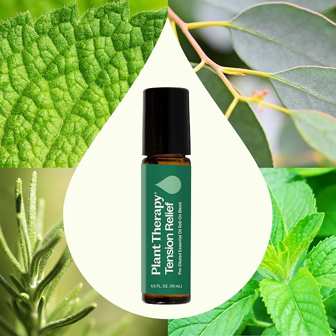 Plant Therapy Tension Relief Essential Oil Blend Pre-Diluted Roll-On, 10 mL (1/3 oz), Pure Essential Oils Diluted in Fractionated Coconut Oil for Ready-to-Use Application