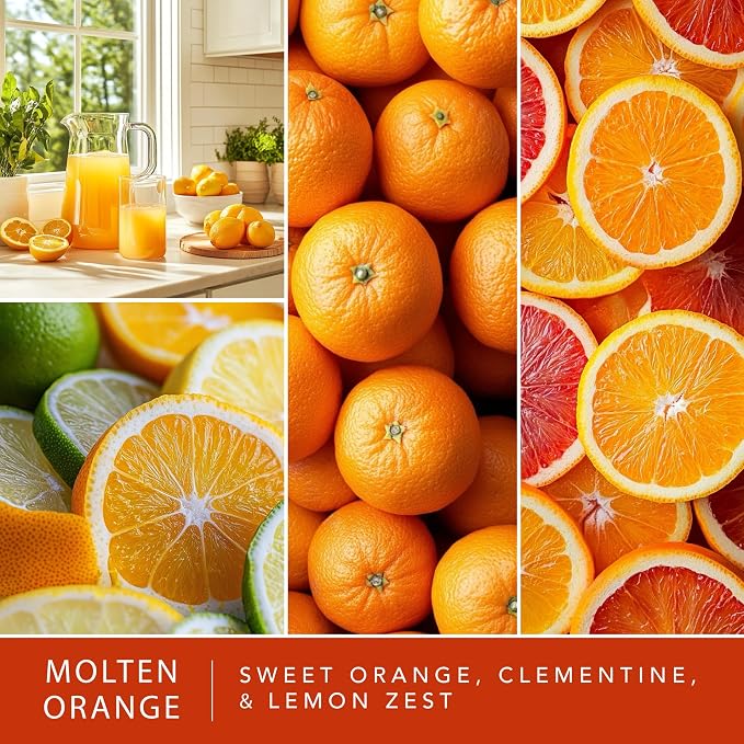 ScentSationals Molten Orange Scented Wax Melts - Sweet Oranges, Clementine, & Lemon Zest, 10oz (24 Cubes)