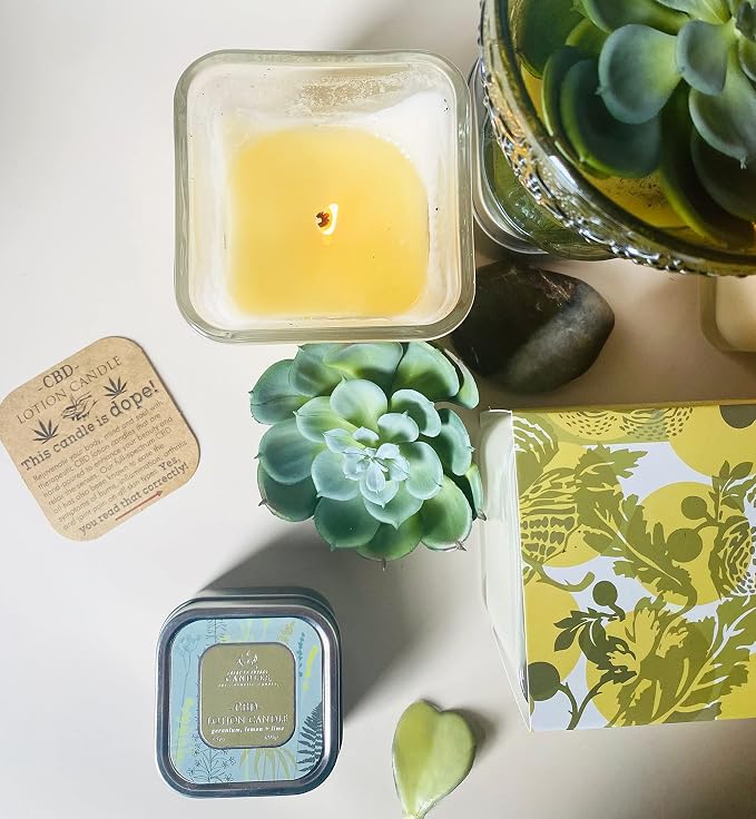 Lotion Candle - Citrus Basil & Wild Mint Scented Massage Candles for Self Care, 10 Oz. Soy Wax Candle with Essential Oil Blends, Coconut Oil, and Vitamin E, 55 Hour Burn Time