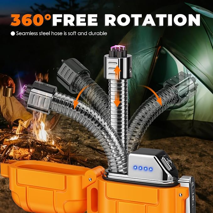Lafagiet Electric Lighter USB C, Powerful Dual Arc Plasma Flame, with Flashlight, Wind & Waterproof Lighters for Candle, Camping, Grill, Emergency