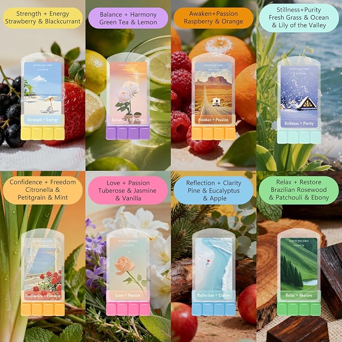 SCENTORINI Wax Melts, Soy Wax Cubes for Relax Healing, Summer Scents Wax Tarts for Warmer, Highly Scented Wax Melts Gift Set for Home Fragrance, 8 Pack