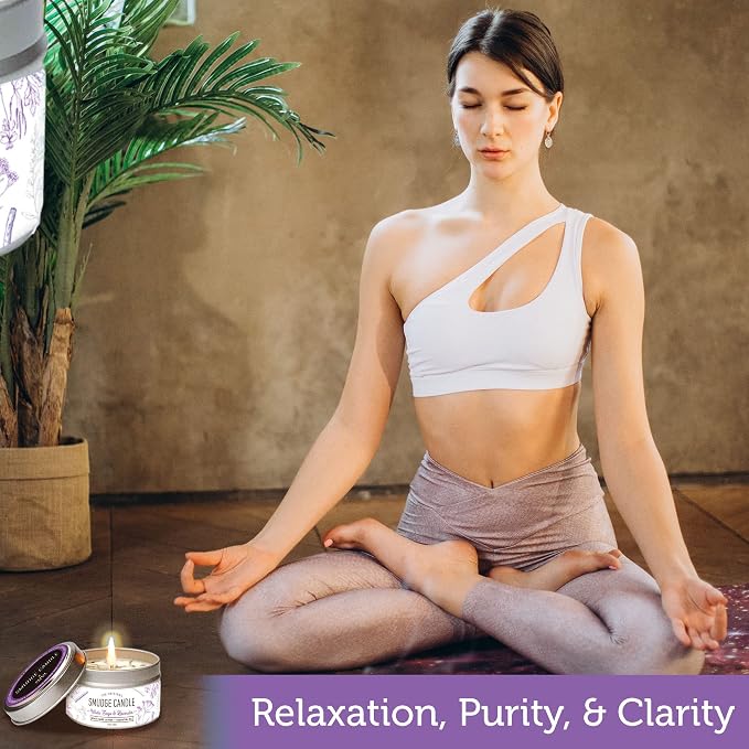 SOUL STICKS Smudge Candle for Cleansing House, Meditation, Chakra Healing, Aromatherapy (White Sage & Lavender)