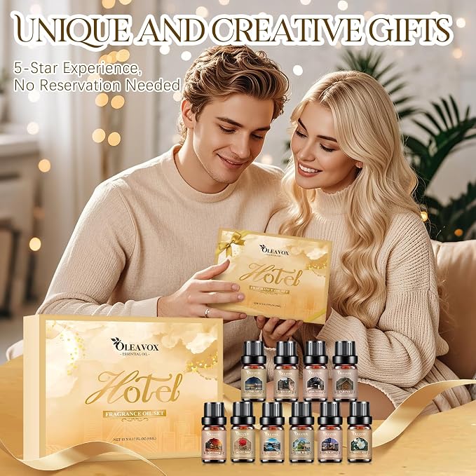 Hotel Diffuser Oils Gift Set, Luxury Fragrance Oil Blend, Hotel Essential Oils for Diffusers for Home, Candle & Soap Making Scents, More 10x5ml Scented Oil, Aromatherapy Oils Kit