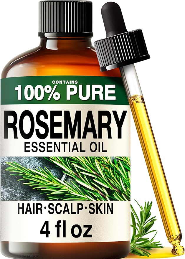 100% Pure Rosemary Oil - 4 Fl Oz Rosemary Essential Oil for Hair, Skin, Diffuser, Aromatherapy & DIY Soap Making Scent