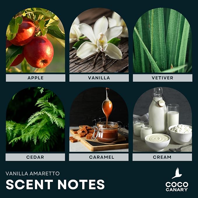 Coco Canary 6.7 oz Reed Diffusers for Home, Vanilla Amaretto Scent, Long-Lasting Warm Scent, Creamy Vanilla & Nutty Amaretto, Coastal Elegance