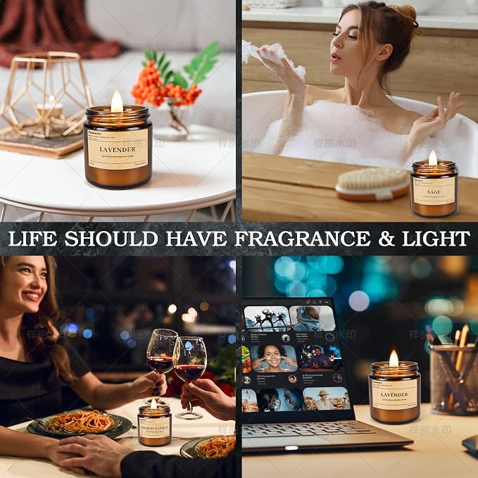 9 Pack Soy Candles for Home Scented |（Cedarwood/Sandalwood Rose/Amber） Long-Lasting 270 Hours, Natural Scented Candles Gift for Women & Men, Birthday, Mother’s Day, Christmas, Thanksgiving