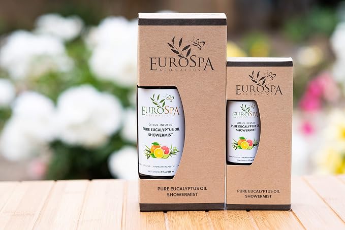 EuroSpa Aromatics Pure Eucalyptus Oil ShowerMist and Steam Room Spray, All-Natural Premium Aromatherapy Essential Oils - Citrus Infused, 2oz, 2 Pack