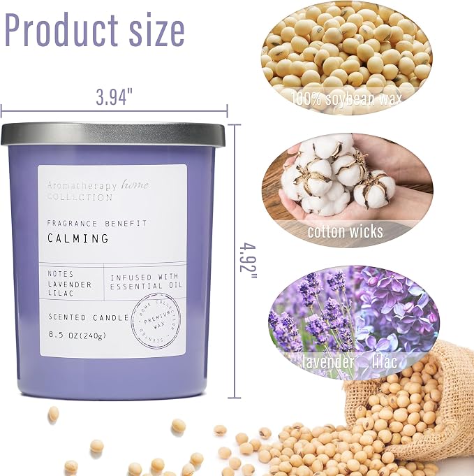 Lavender Lilac Scented Candles - Summer Purple Candles for Home,8.5oz | Gift for Women & Men