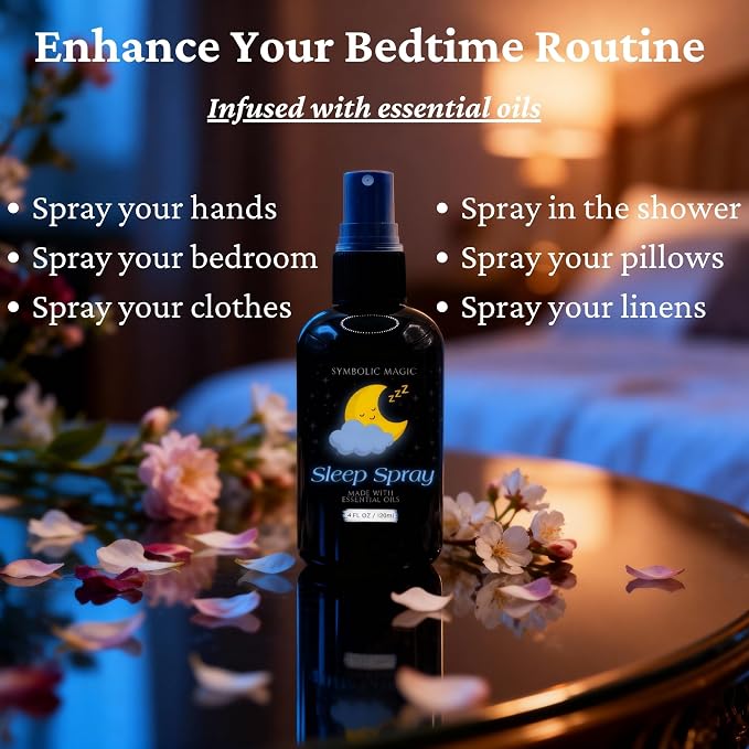 Symbolic Magic Sleep Spray – Calming Lavender and Essential Oils, Pillow Mist for Deep Sleeping, Aromatherapy, Calming Bedtime, Chamomile & Linen Spray for Relaxation and Peaceful Rest, 4oz