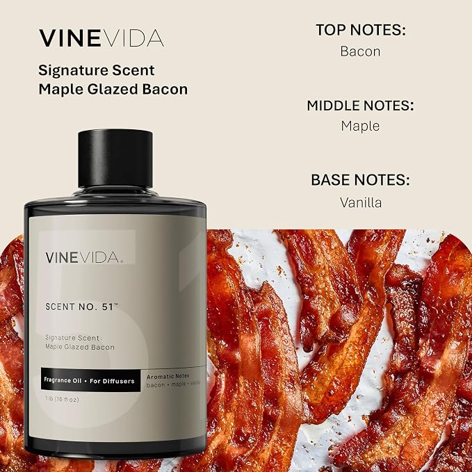 VINEVIDA [16 Fl Oz] Maple Glazed Bacon Fragrance Oil for Cold Air Diffusers, Essential Oils for Diffuser Oil Refill & Air Freshener Room Spray
